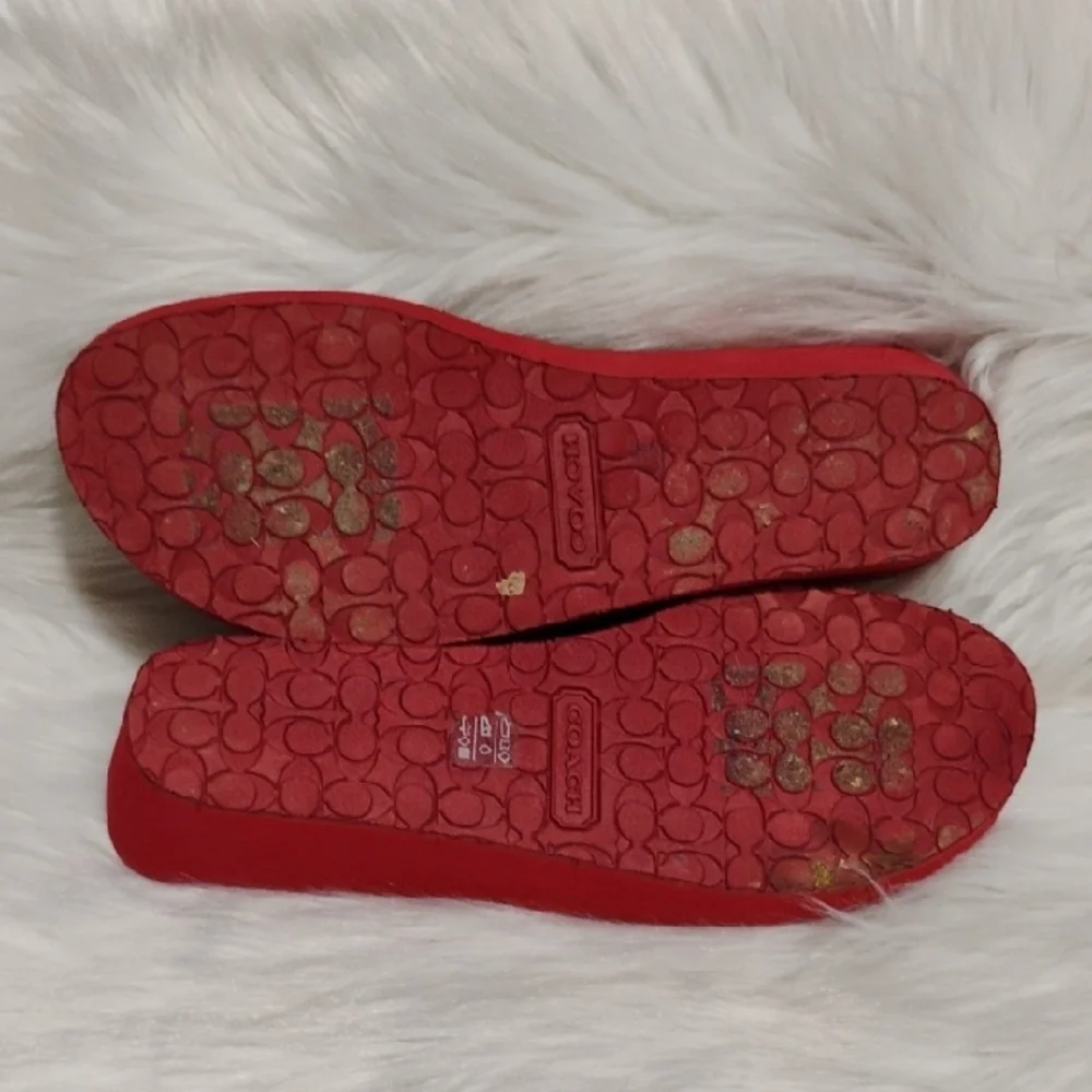 (C-20) Coach Jolene Red and Silver Wedge Sandals Sz.9.5